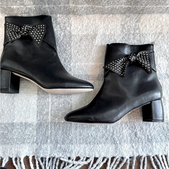 Nanette Lepore Shoes - Nanette Lepore Black Ankle Boots with Studded Bow Detail Size 10 New in Box